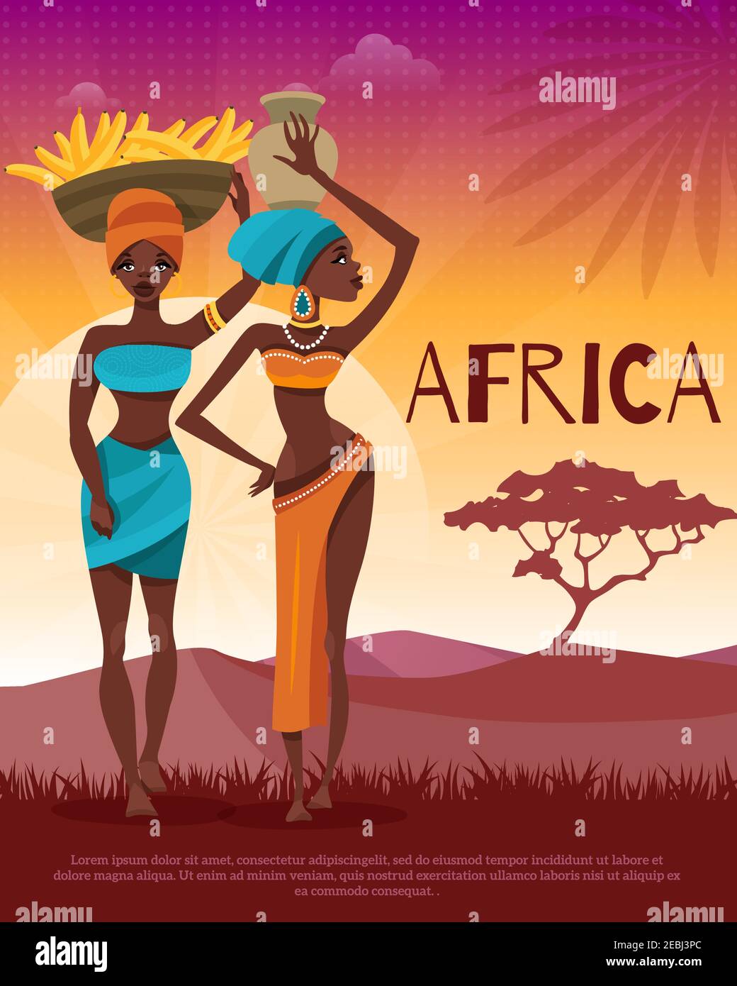 African cultural and ethnic clothing customs traditions flat poster with  women headwrap and naturel background vector illustration Stock Vector  Image & Art - Alamy