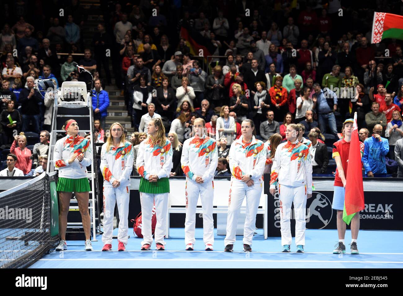 Tennis - Fed Cup - Fed Cup World Group - First Round - Germany v Belarus -  Volkswagen Halle Braunschweig, Braunschweig, Germany - February 10, 2019  Belarus team line up before the match REUTERS/Fabian Bimmer Stock Photo -  Alamy