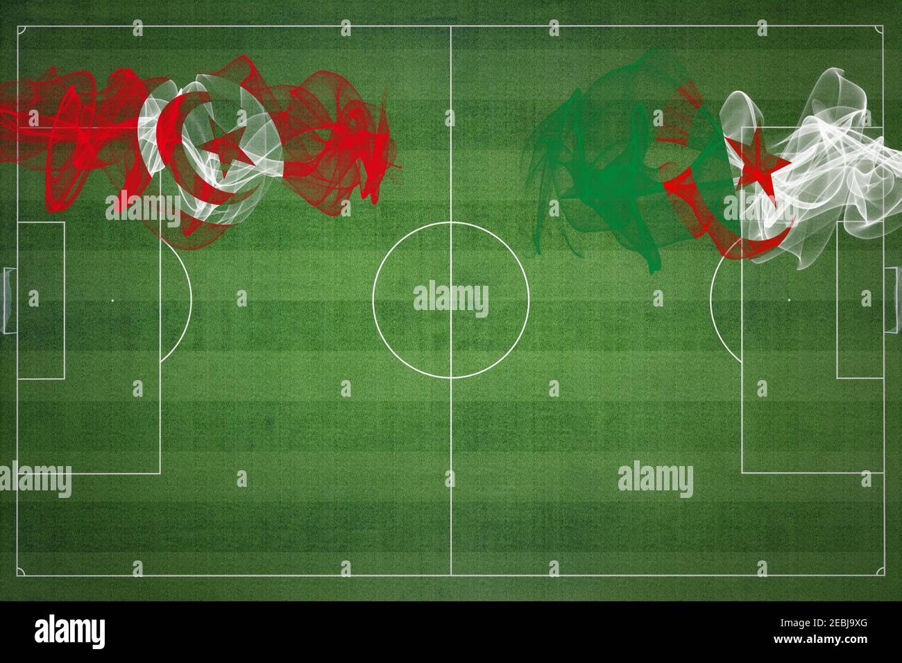 Tunisia vs Algeria Soccer Match, national colors, national flags