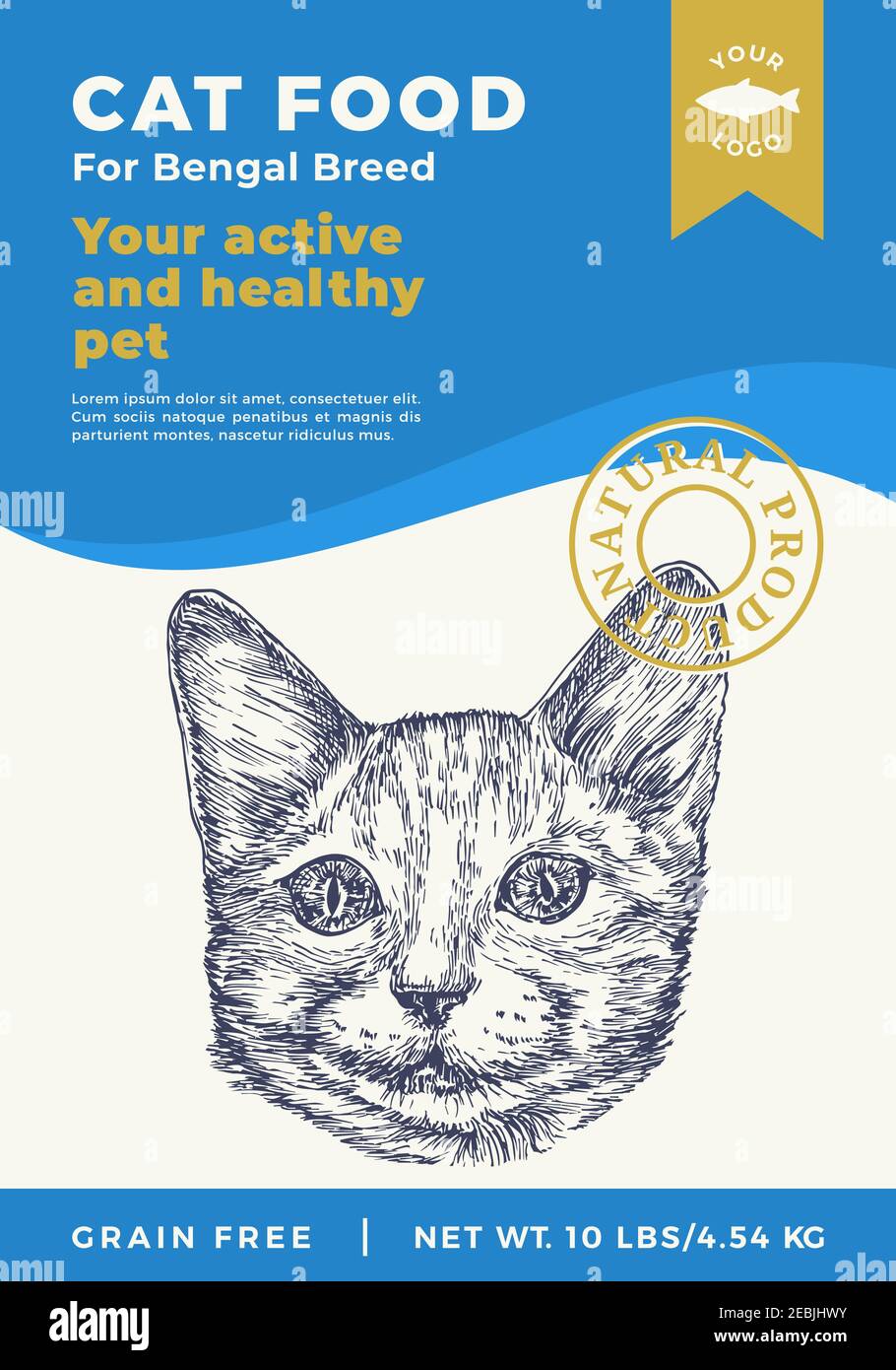 Cat Food Label Template. Abstract Vector Packaging Design Layout ...