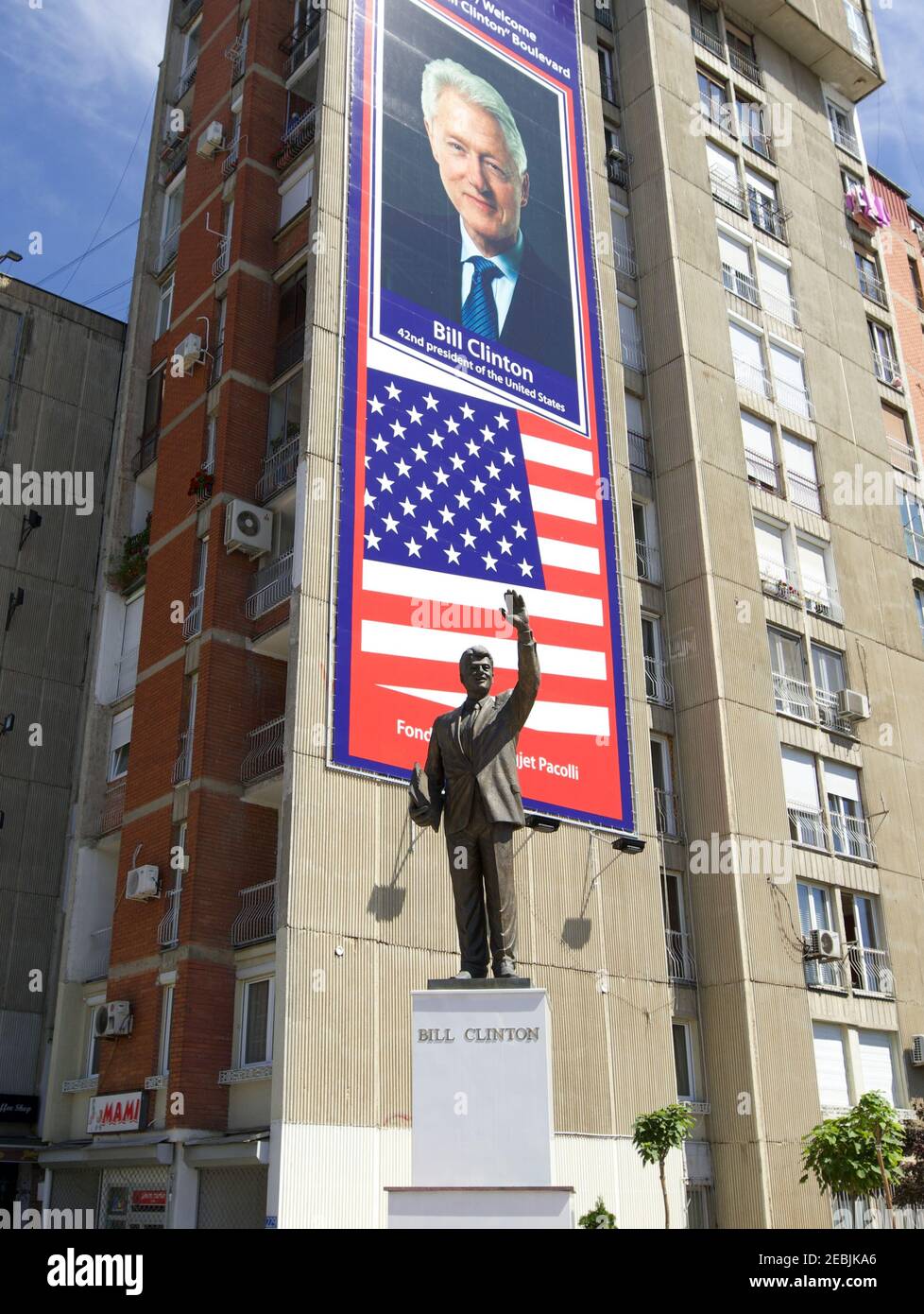 Statue of US President Bill Clinton in Pristina (Kosovo). Stock Photo