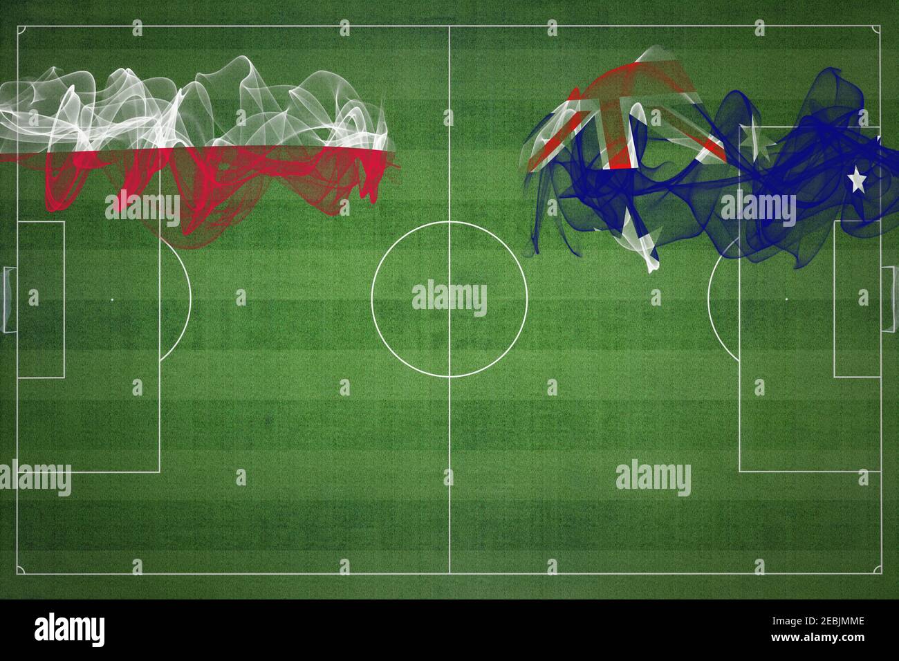 Poland vs Australia Soccer Match, national colors, national flags