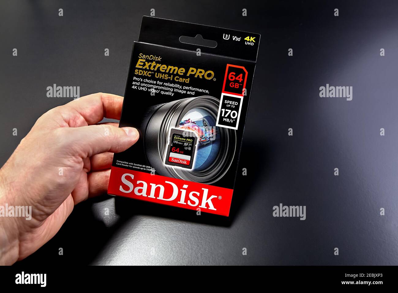 St. Petersburg, Russia - January 9, 2021: SanDisk Extreme PRO 64GB SDXC  Memory Card up to 170MB/s, Class 10, U3, V30 Stock Photo - Alamy