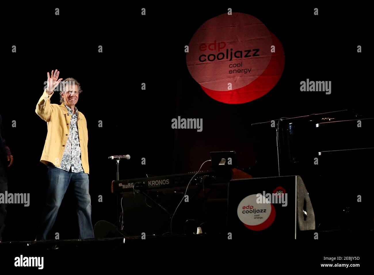 February 11, 2021, NEW YORK, USA: FILE IMAGE: US jazz pianist Chick Corea performs at the EDP Cool Jazz Festival in Oeiras, Portugal on July 19, 2015. Corea, a towering jazz pianist with a staggering 23 Grammy awards who pushed the boundaries of the genre and worked alongside Miles Davis and Herbie Hancock, has died. He was 79. Corea died Tuesday, Feb. 9, 2021, of a rare form of cancer, his team posted on his web site. His death was confirmed by Corea's web and marketing manager, Dan Muse. (Credit Image: © Pedro Fiuza/ZUMA Wire) Stock Photo