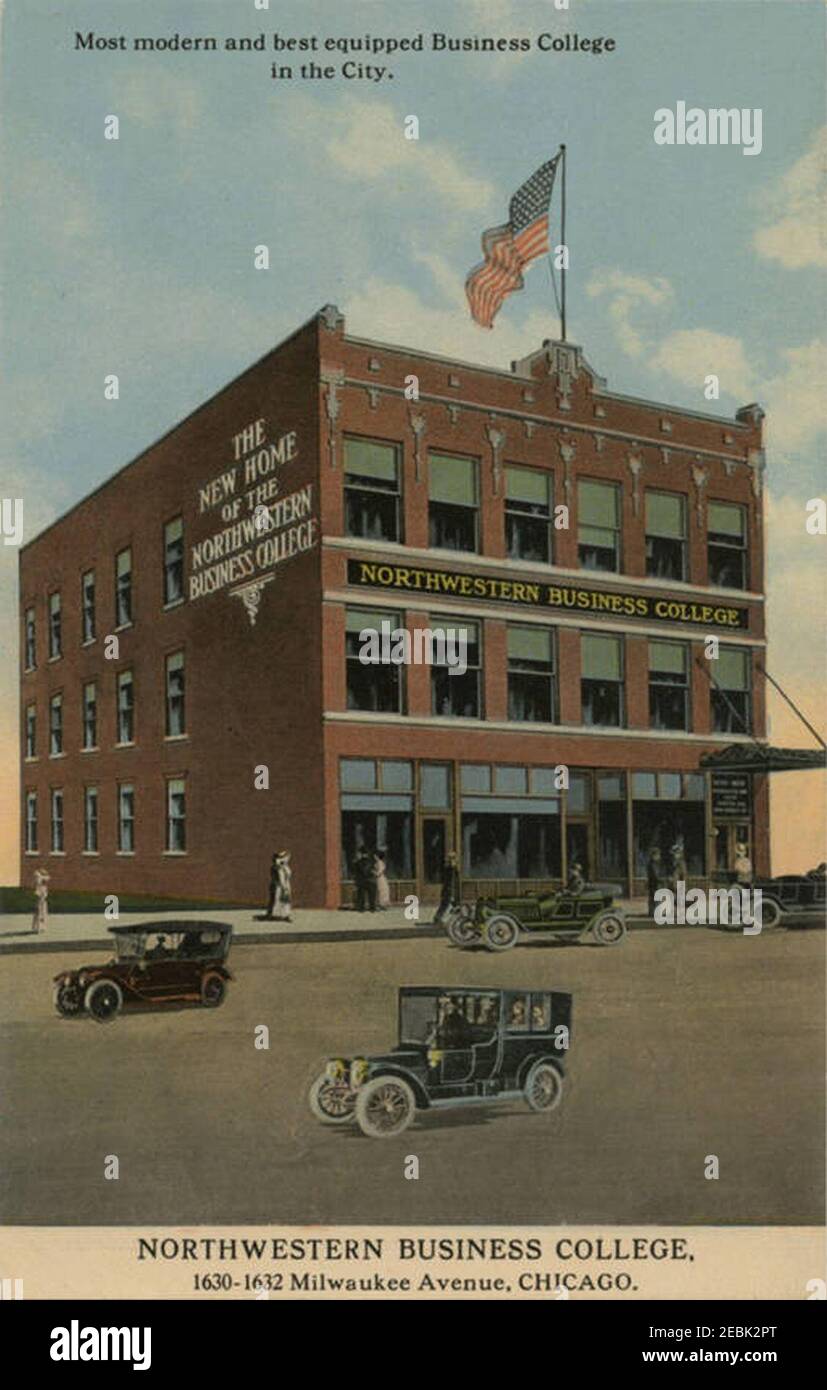 Northwestern Business College, 1630-1632 Milwaukee Avenue, Chicago Stock Photo