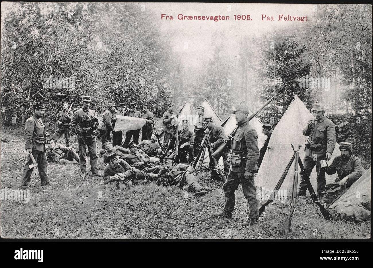 Norwegian Army guarding Swedish border 1905. Stock Photo