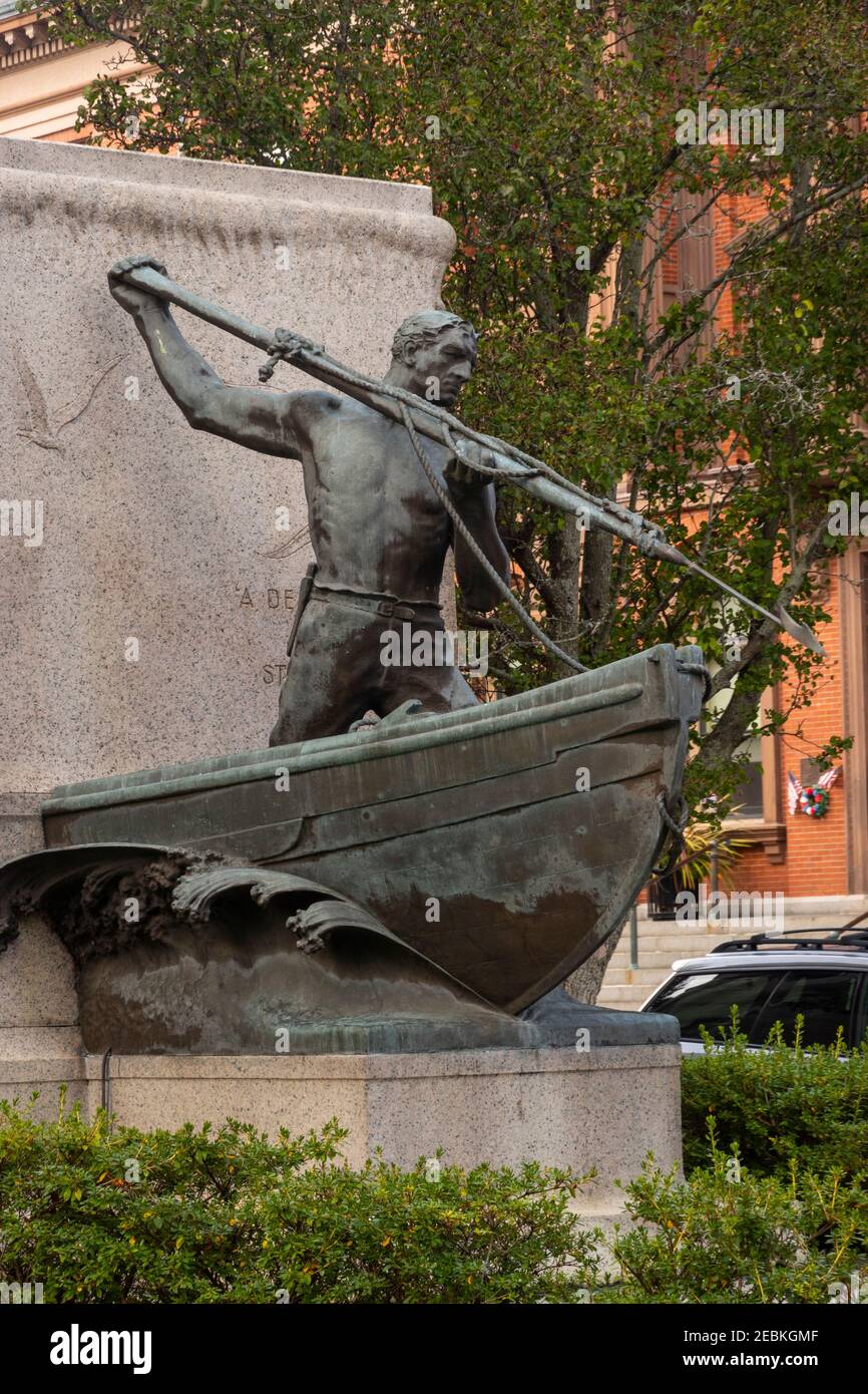 Whaleman statue in New Bedford MA Stock Photo