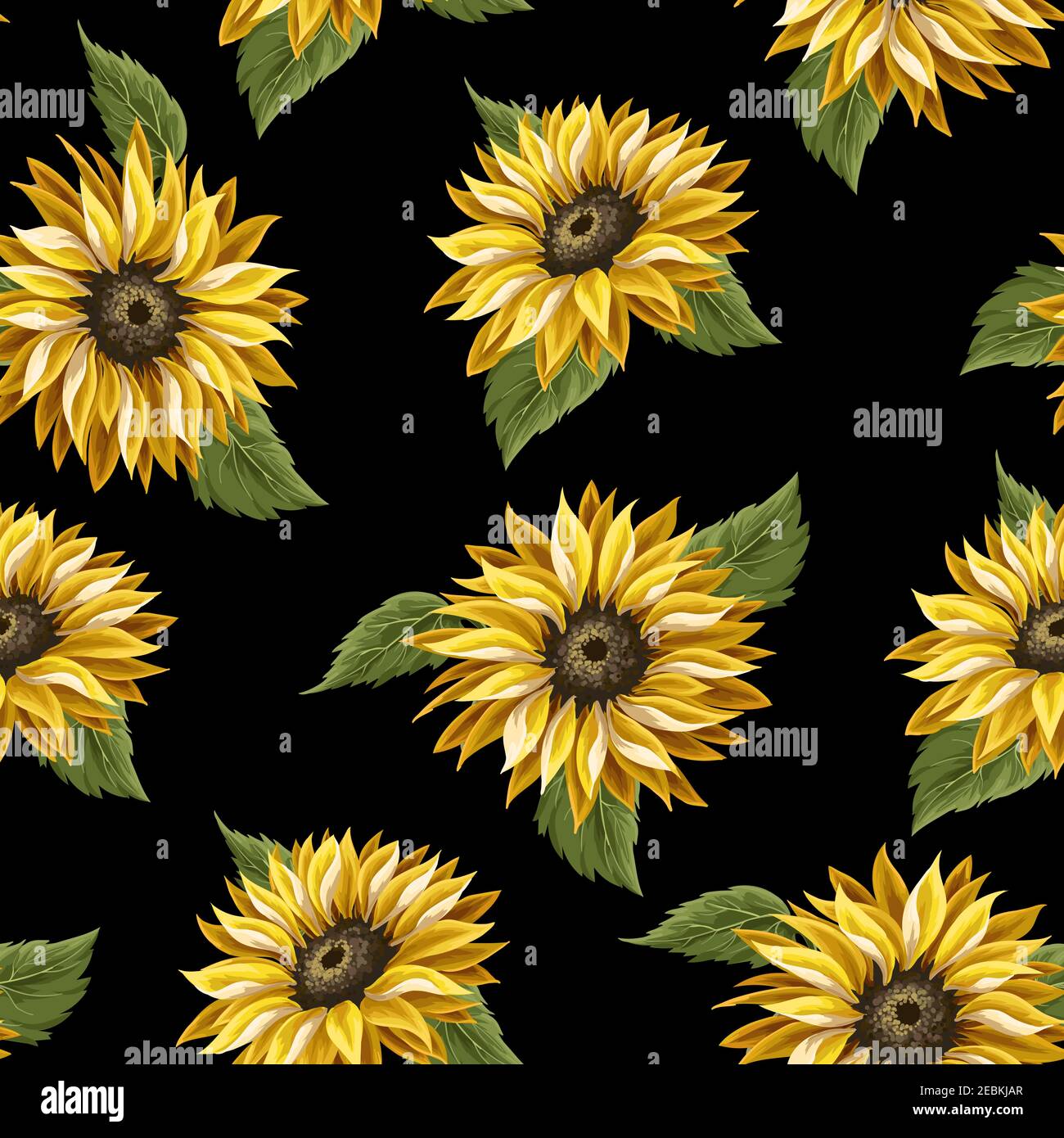 Seamless pattern with sunflowers on a black background Stock Vector Image &  Art - Alamy
