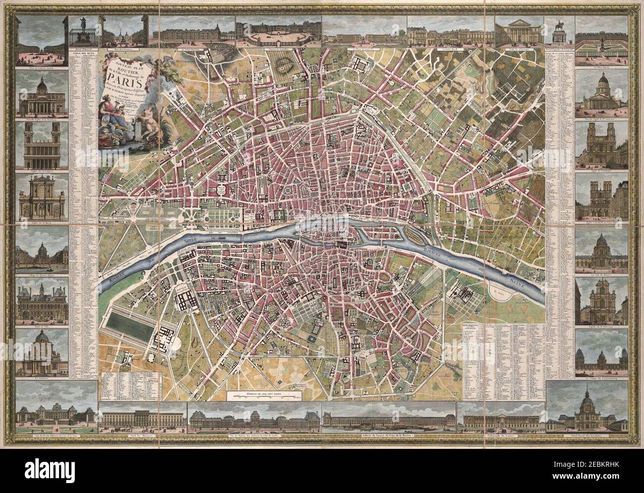 Nouveau plan routier de la ville et faubourgs de Paris by Pichon, 1783 ...