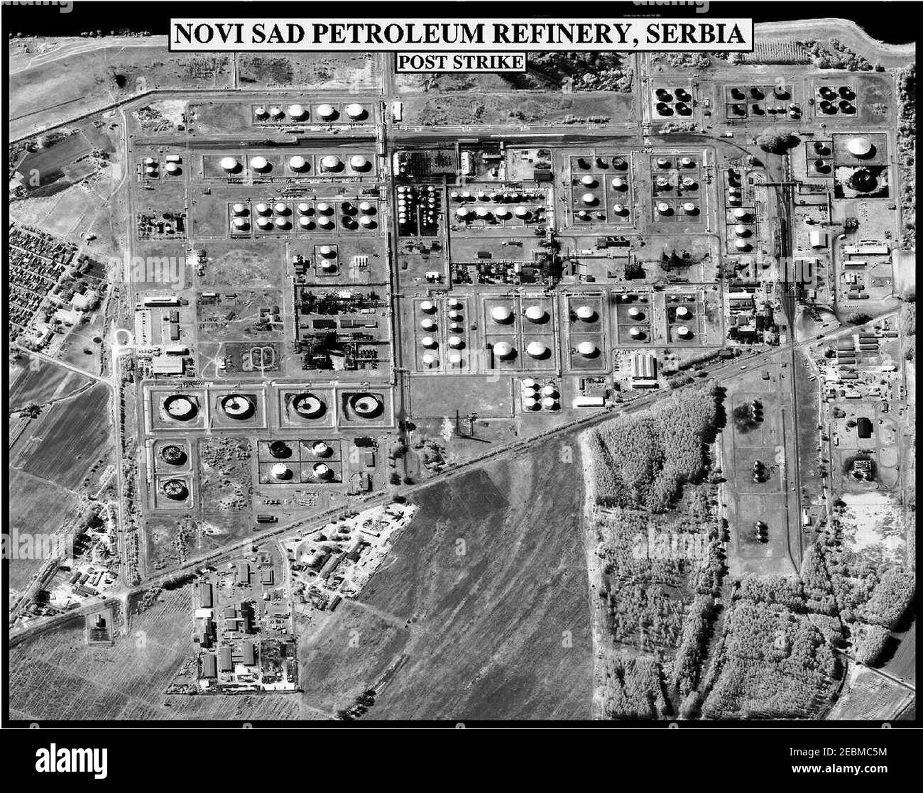 Novi Sad Petroleum Refinery Serbia 1999 Kosovo War. Stock Photo