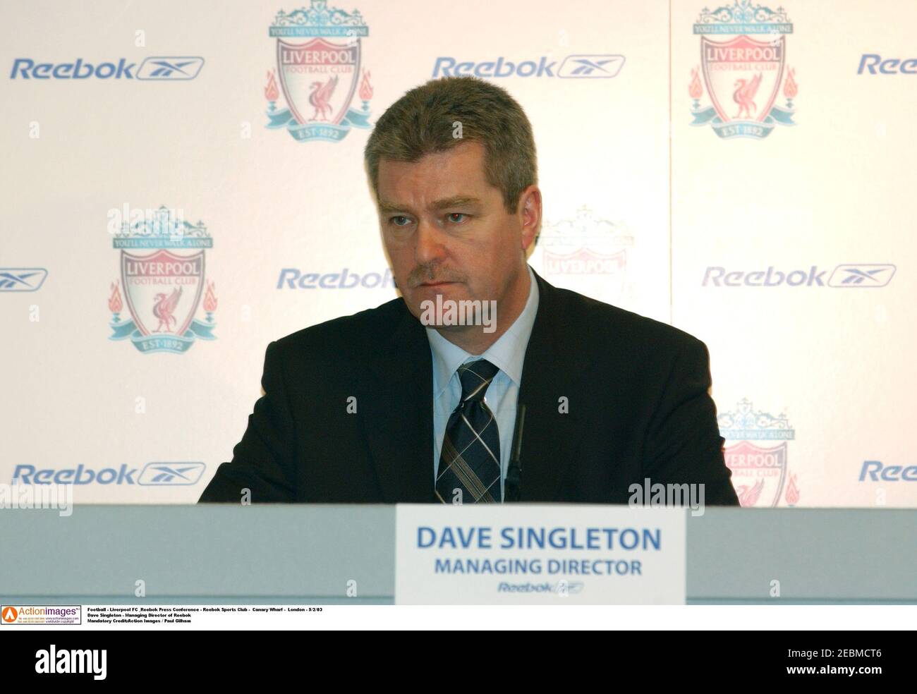 Football - Liverpool FC & Reebok Press Conference - Reebok Sports Club - Canary  Wharf - London - 5/2/03 Dave Singleton - Managing Director of Reebok  Mandatory Credit:Action Images / Paul Gilham Stock Photo - Alamy