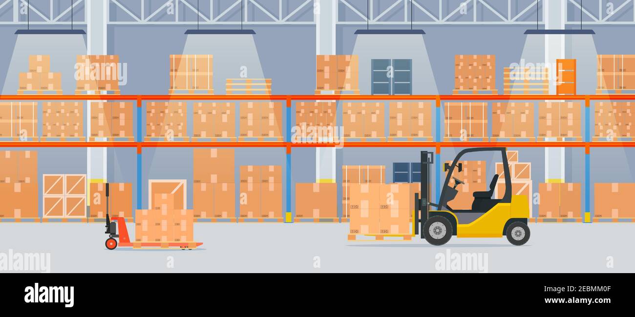 Warehouse interior with cardboard boxes Stock Vector Image & Art - Alamy