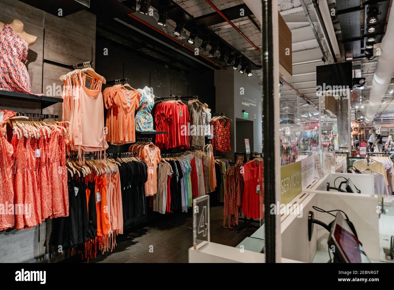 mirrors and cash registers in a giant clothing store, falabella, argentina  Stock Photo - Alamy