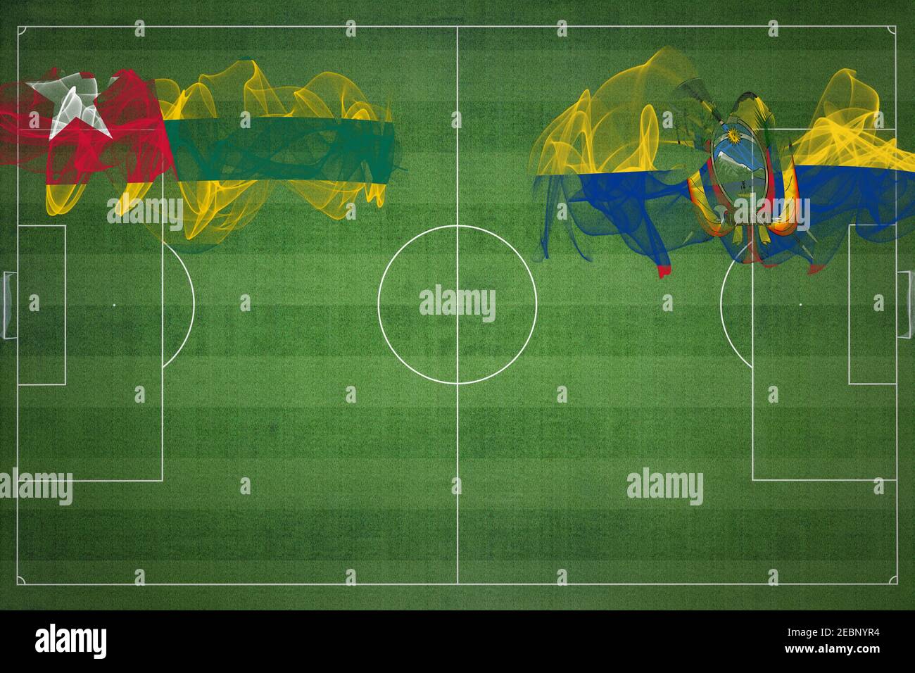Togo vs Ecuador Soccer Match, national colors, national flags, soccer