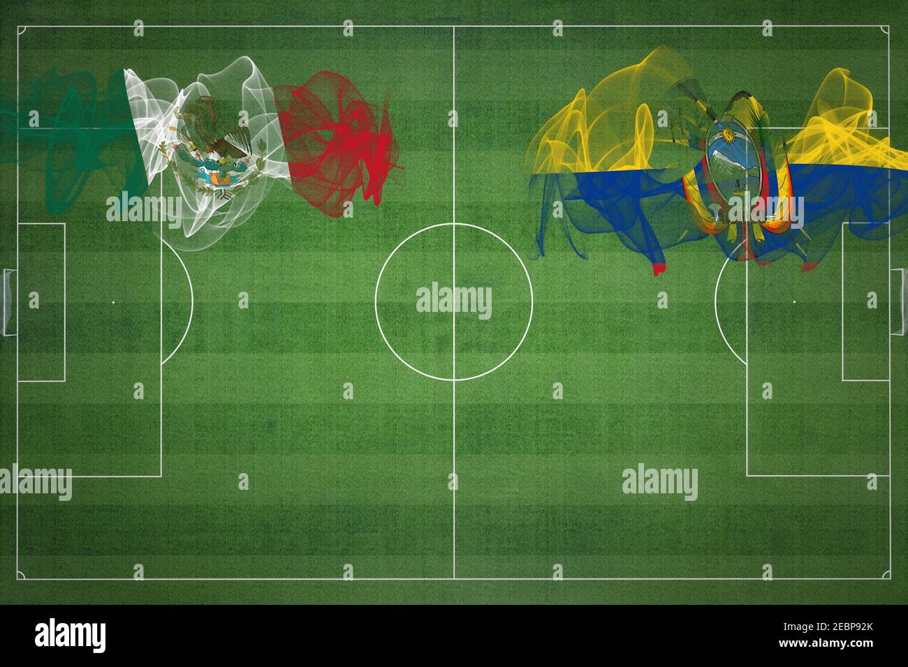 Mexico vs Ecuador Soccer Match, national colors, national flags, soccer
