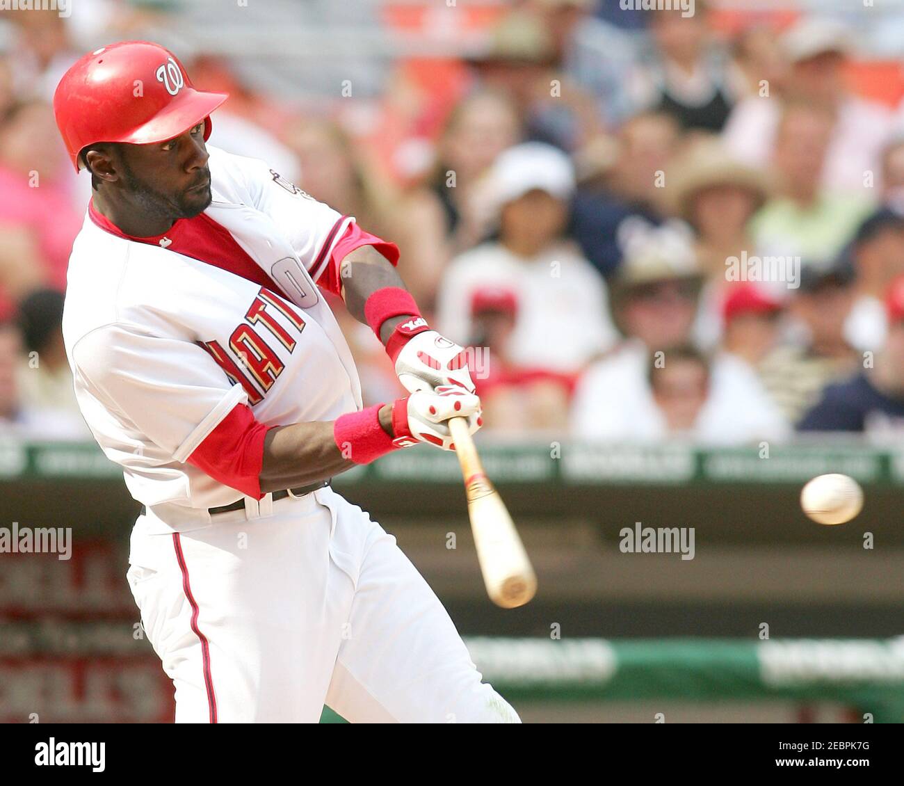 Preston Wilson Makes Contact The Reds Defeated National 5 3 In The Last Game Of The Series At Rfk Stadium In Washington Dc On August 25 05 Stock Photo Alamy