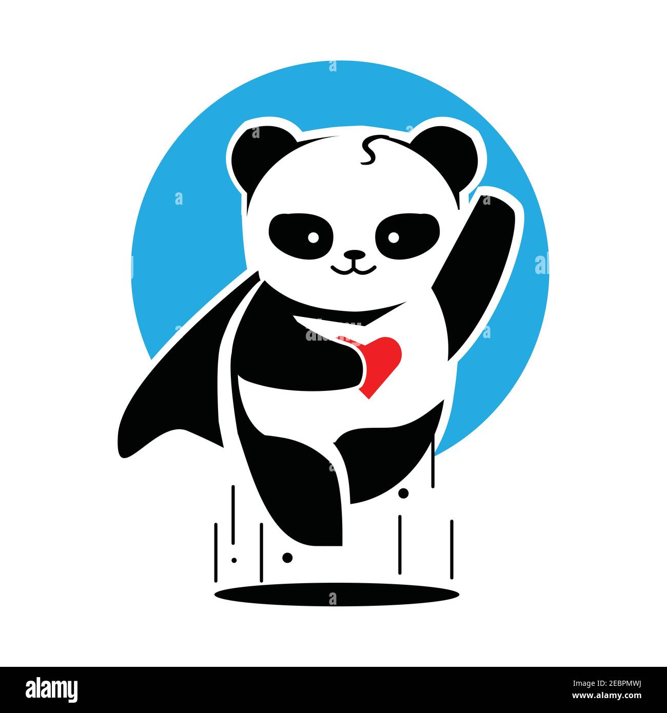 Panda hero mascot sport symbol design. Wild panda mascot emblem design for sports team. Vector illustration EPS.8 EPS.10 Stock Vector