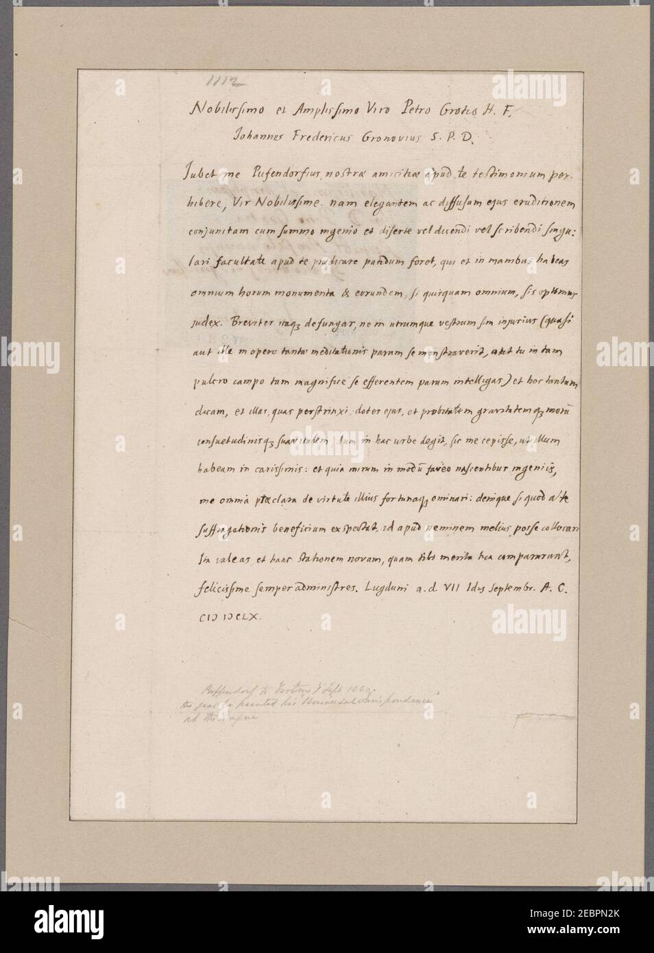 Pufendorf, Samuel von. To Peter Grotio and Johann Friedrich Gronovius