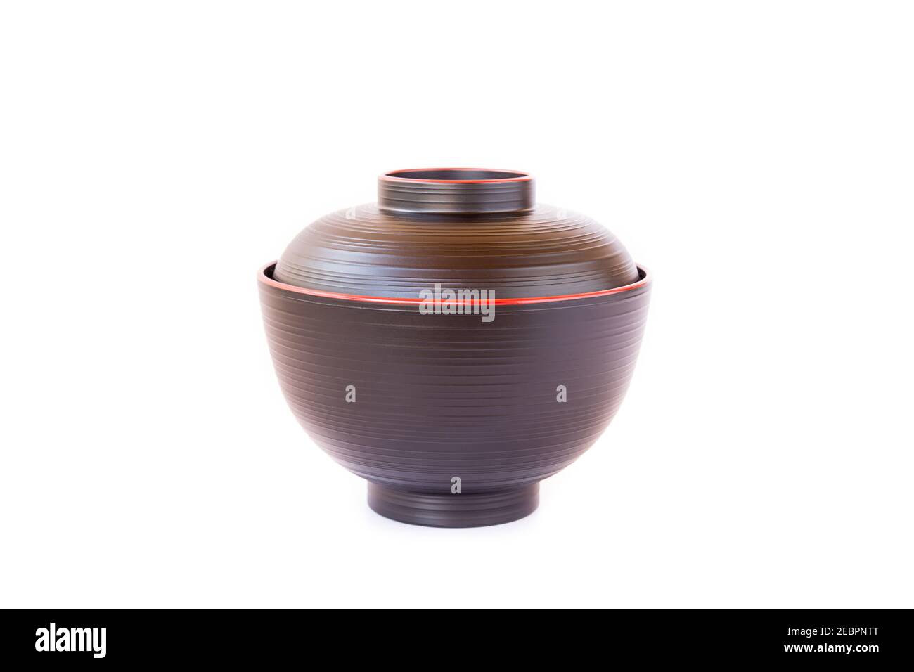 Traditional soup bowl Japanese style on white background. space for