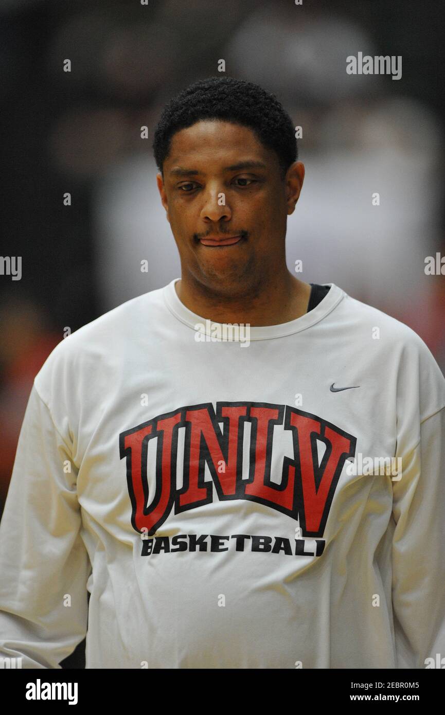 Fort Collins, Colorado, USA. 7th Feb, 2021. UNLV assistant coach LEW HILL during the pregame warmups. The UNLV Runnin' Rebels defeated the Colorado State Rams by a score of 68-61in a Mountain West conference matchup at Moby Arena. Credit: Andrew Fielding/SCG/ZUMAPRESS.com/Alamy Live News Stock Photo