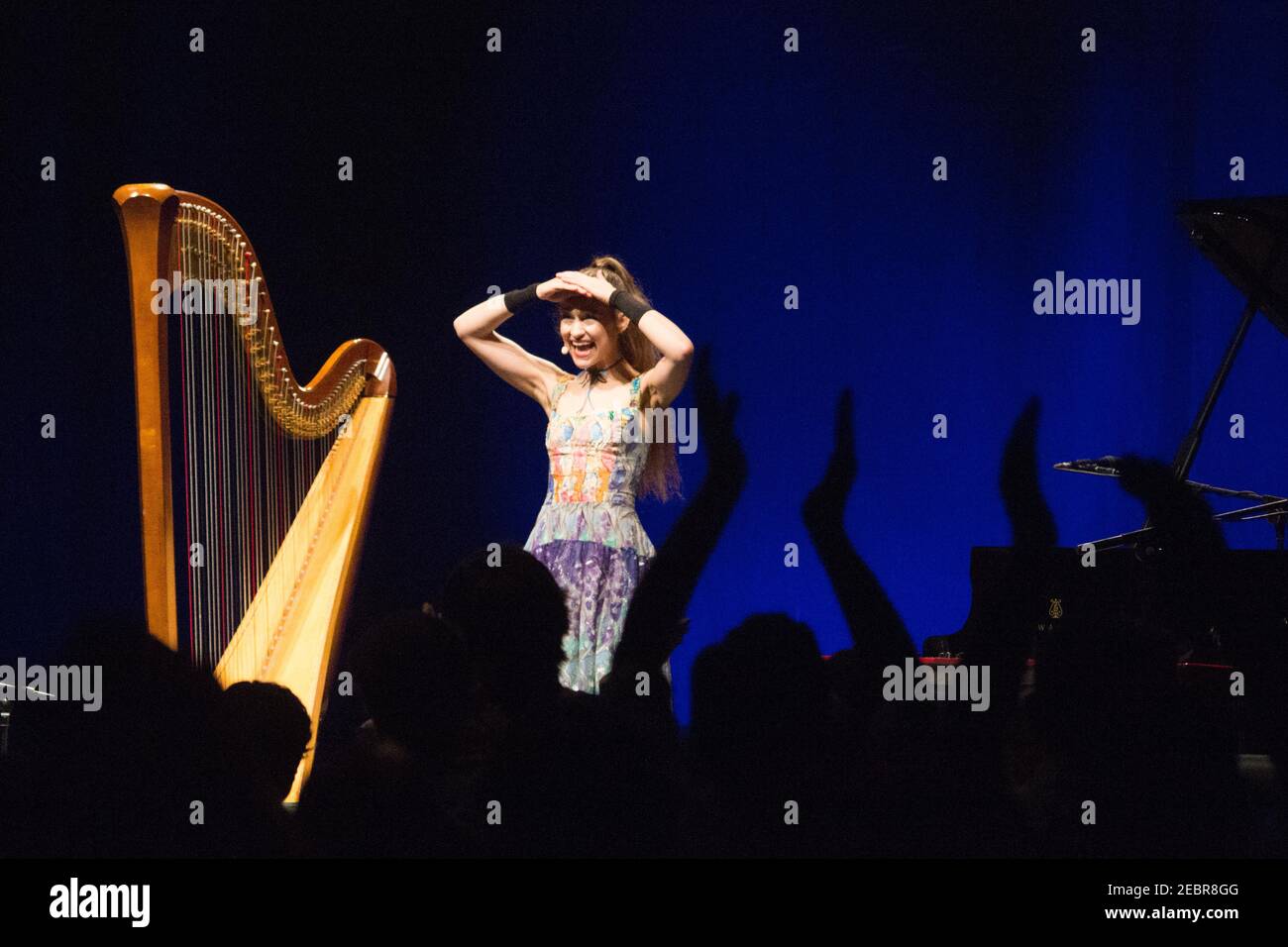 Joanna Newsom performing live on stage during the last date of her European tour at the Hammersmith Eventim in London Stock Photo