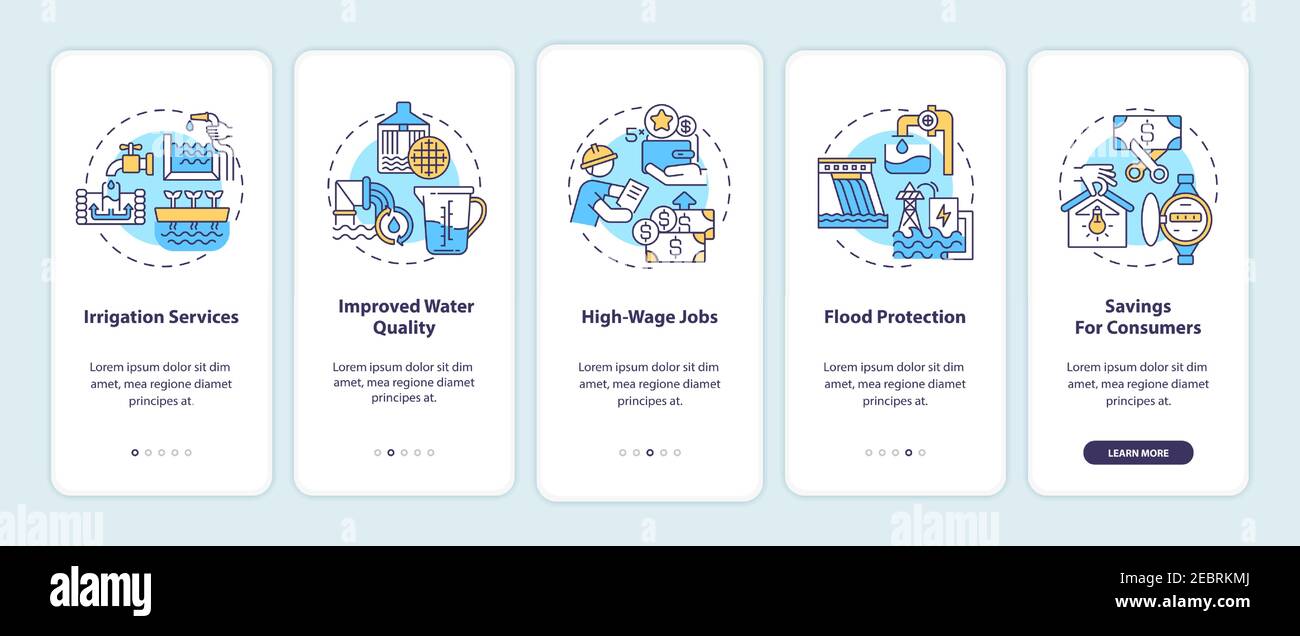 Source of renewable electricity onboarding mobile app page screen with ...