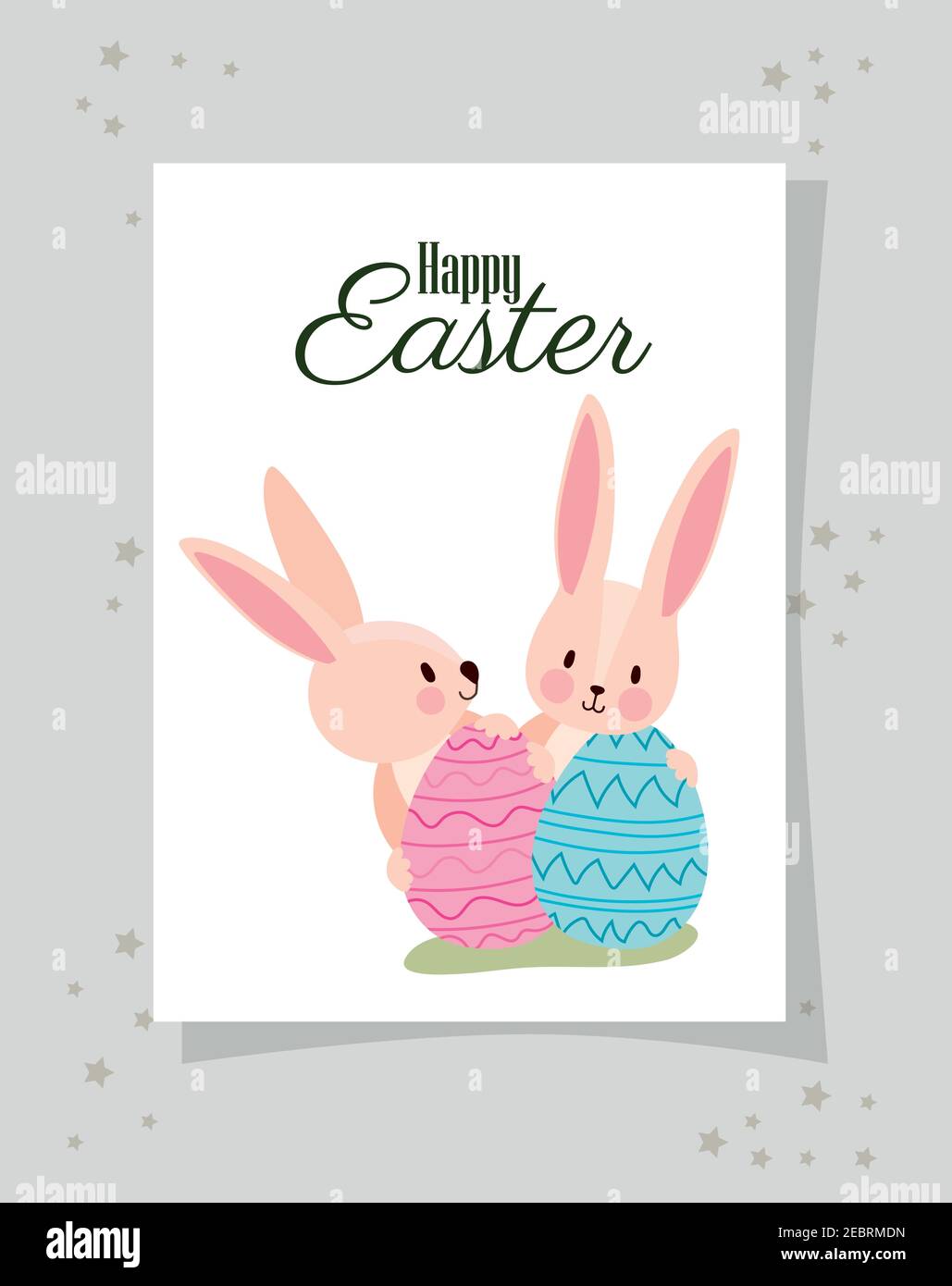 Happy easter two rabbits Stock Vector Images - Alamy