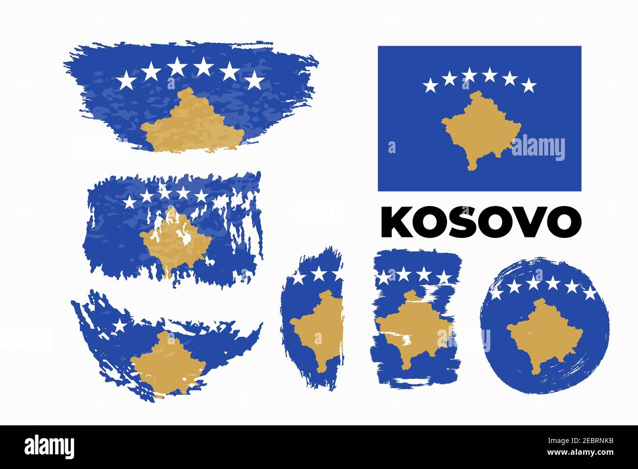 Kosovo flag state symbol isolated on background national banner.  Stock Vector