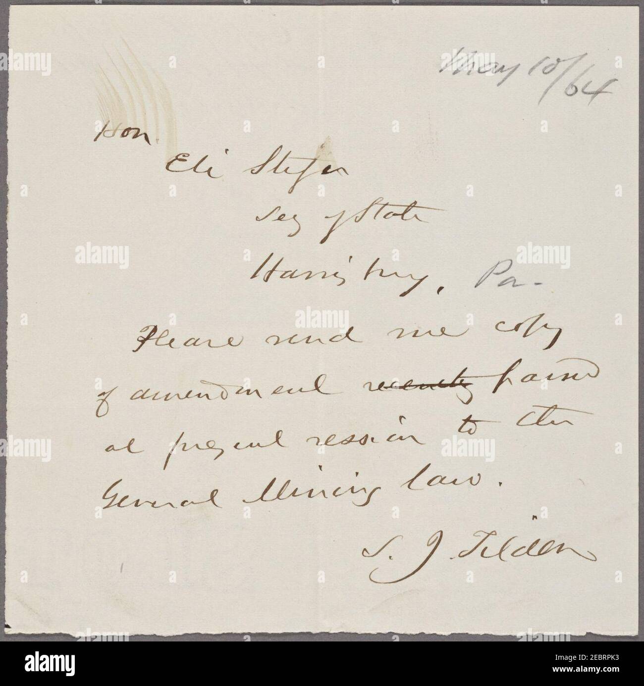Tilden, Samuel J. unidentified drafts, 18521883 Stock Photo Alamy