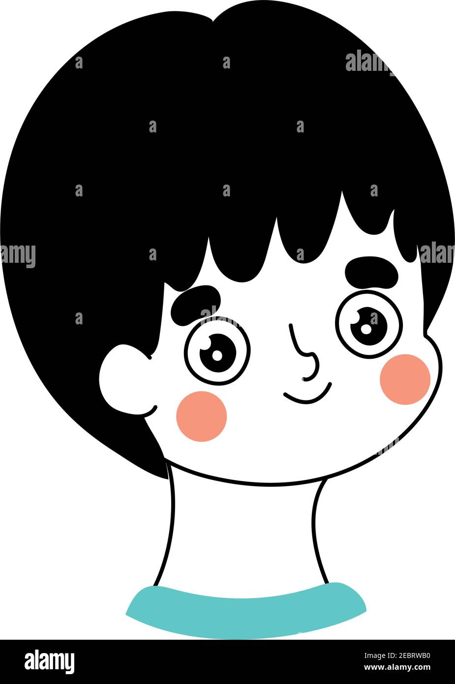 man with a black hair on a white background Stock Vector