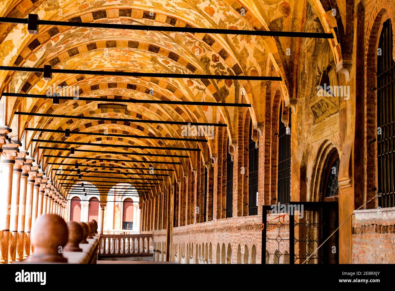 The frescoed ceiling of the entrance to Palazzo della Ragione in Padua Italy Stock Photo
