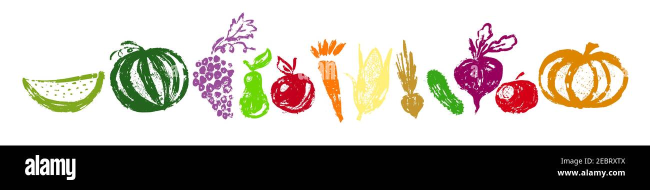 Set of vegetables and fruits. Vector illustration Stock Vector Image ...