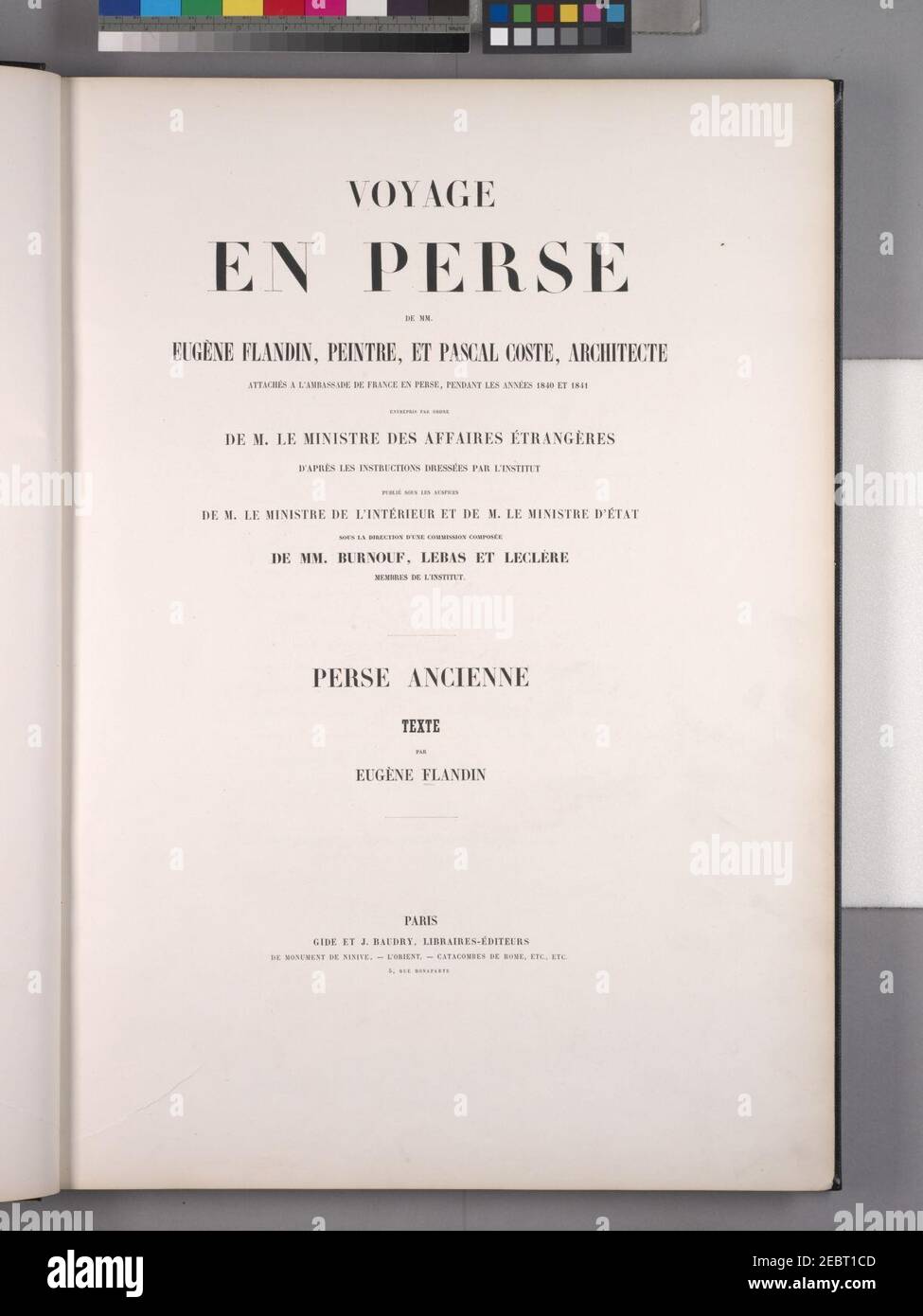 Voyage en Perse. Perse Ancienne. Texte. (Title page Stock Photo Alamy — free download