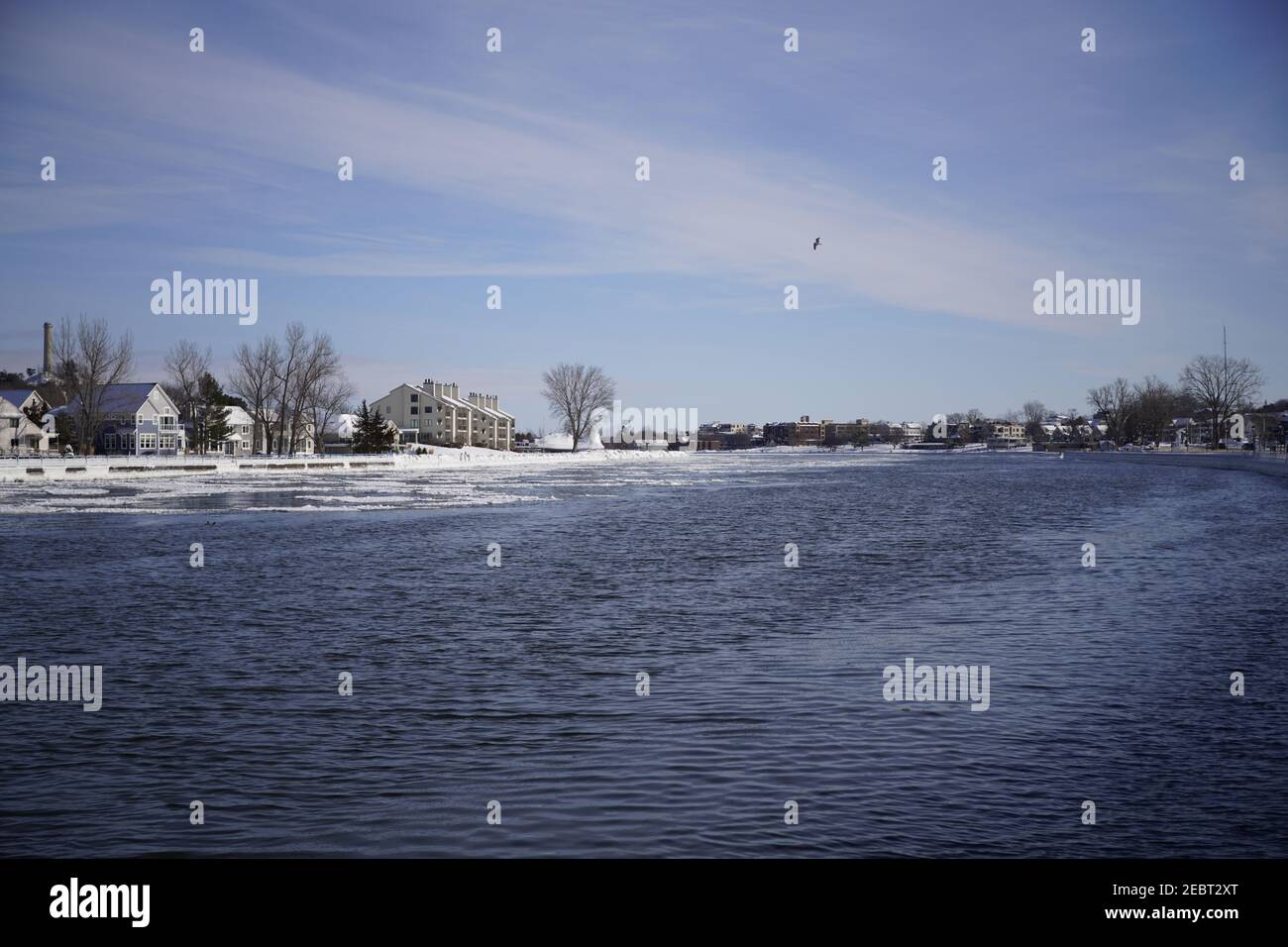 Grand haven, Michigan, February 2021, Ice covered railings and