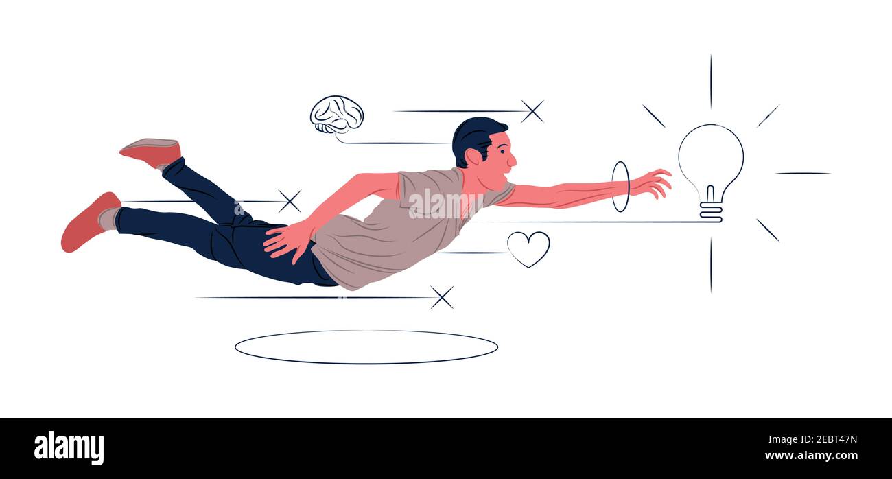 Vector flying man in shadow of sharp lines style Stock Vector