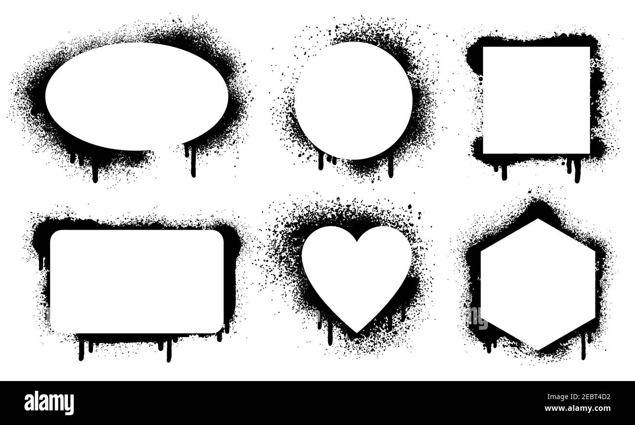 Spray dripping frames. Paint splatter abstract geometric borders