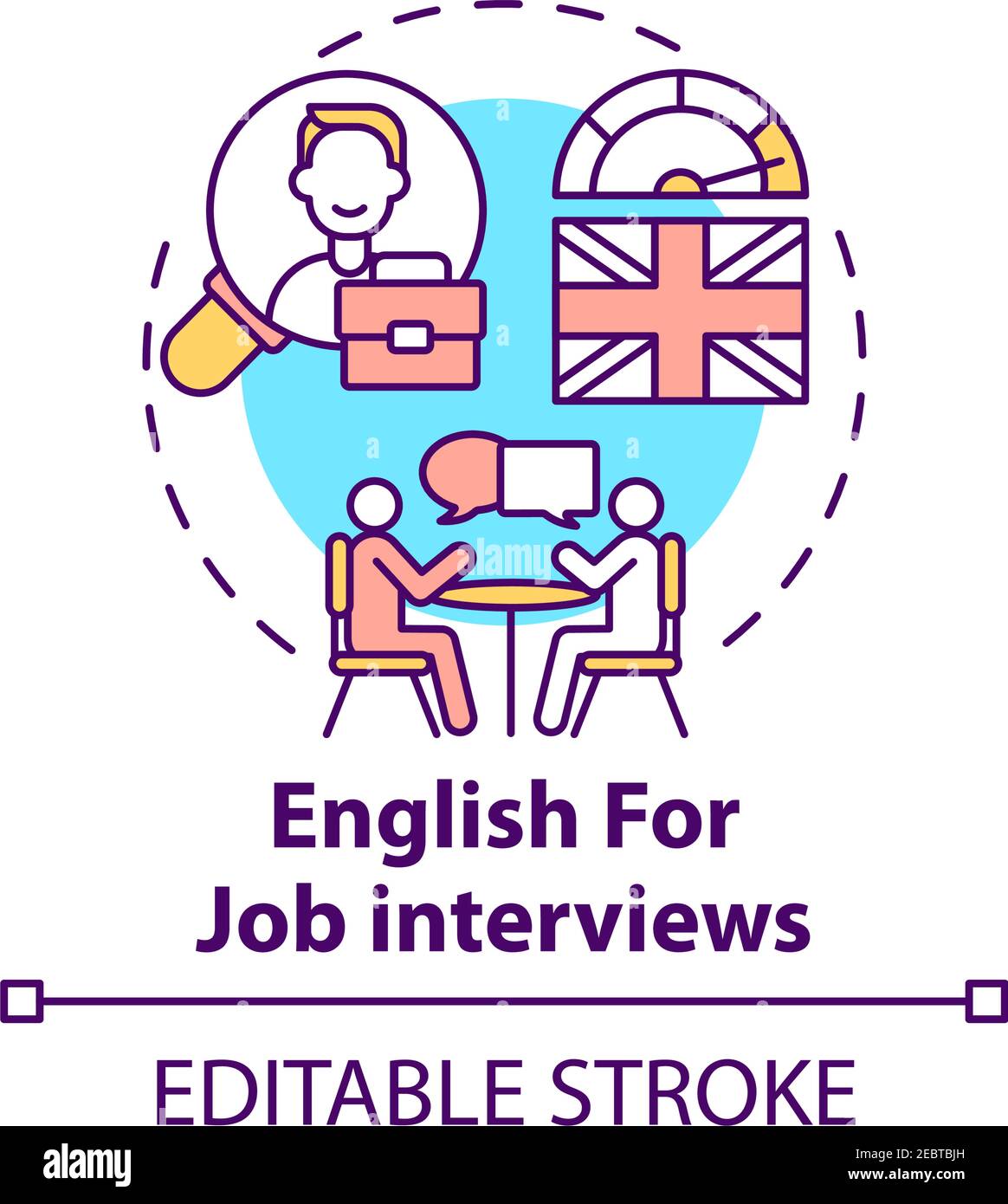 English for job interviews concept icon Stock Vector