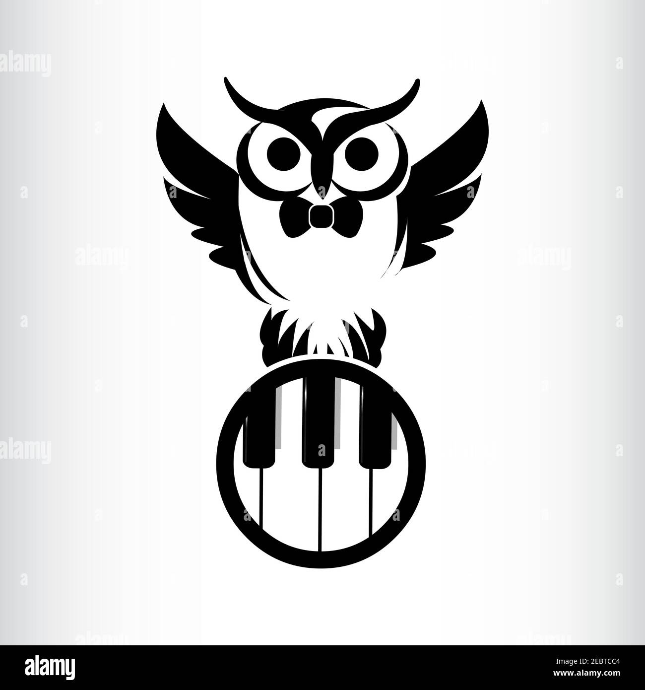 Fliying owl icon with tooth piano isolated on white background from animals collection. Vector illustration EPS.8 EPS.10 Stock Vector