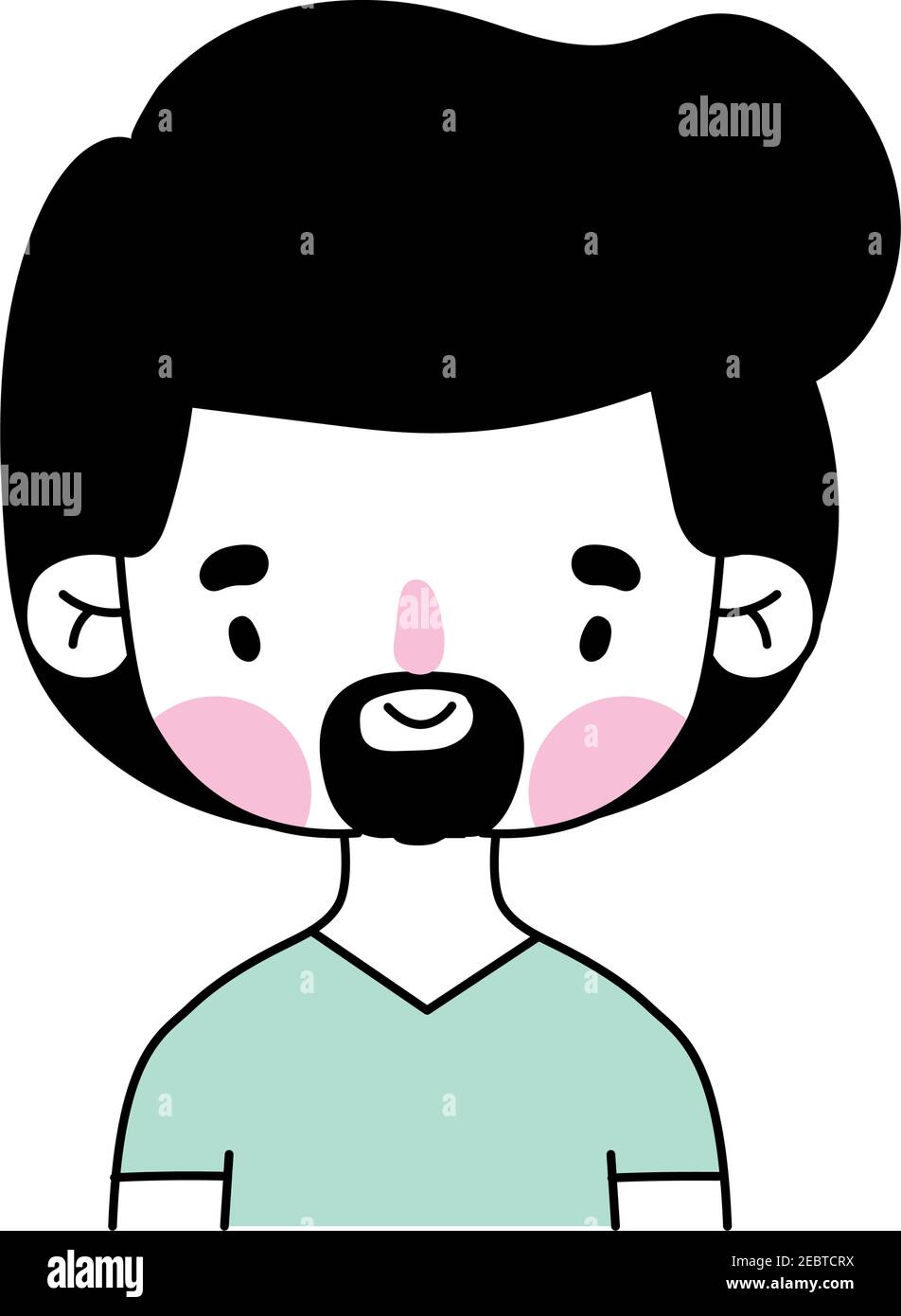 smiling man with a black hair on a white background Stock Vector