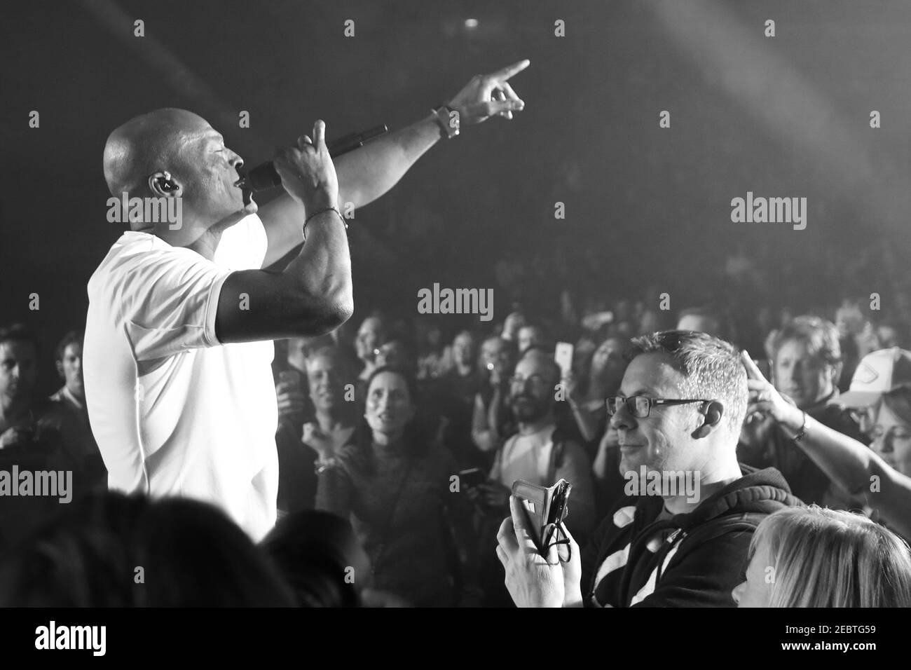Seal performing live on stage at the O2 Arena in London, supporting