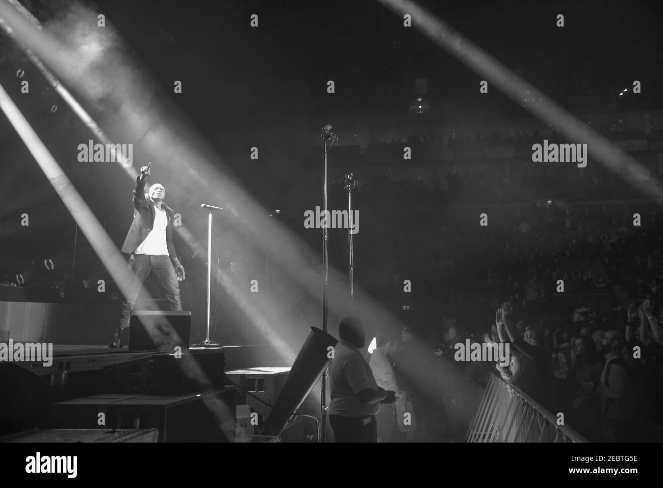 Seal performing live on stage at the O2 Arena in London, supporting