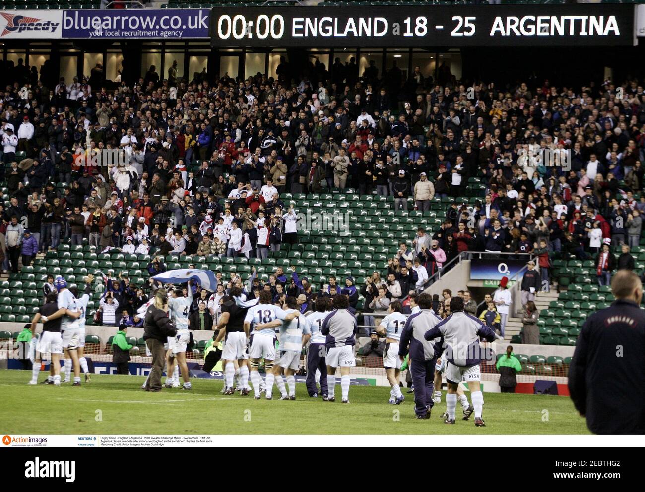 The scoreboard displays the final score after the match hires stock