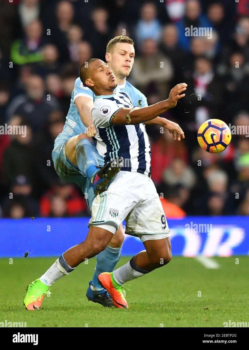 Britain Football Soccer - West Bromwich Albion v Stoke City - Premier  League - The Hawthorns - 4/2/17 West Bromwich Albion's Salomon Rondon in  action with Stoke City's Ryan Shawcross Reuters /