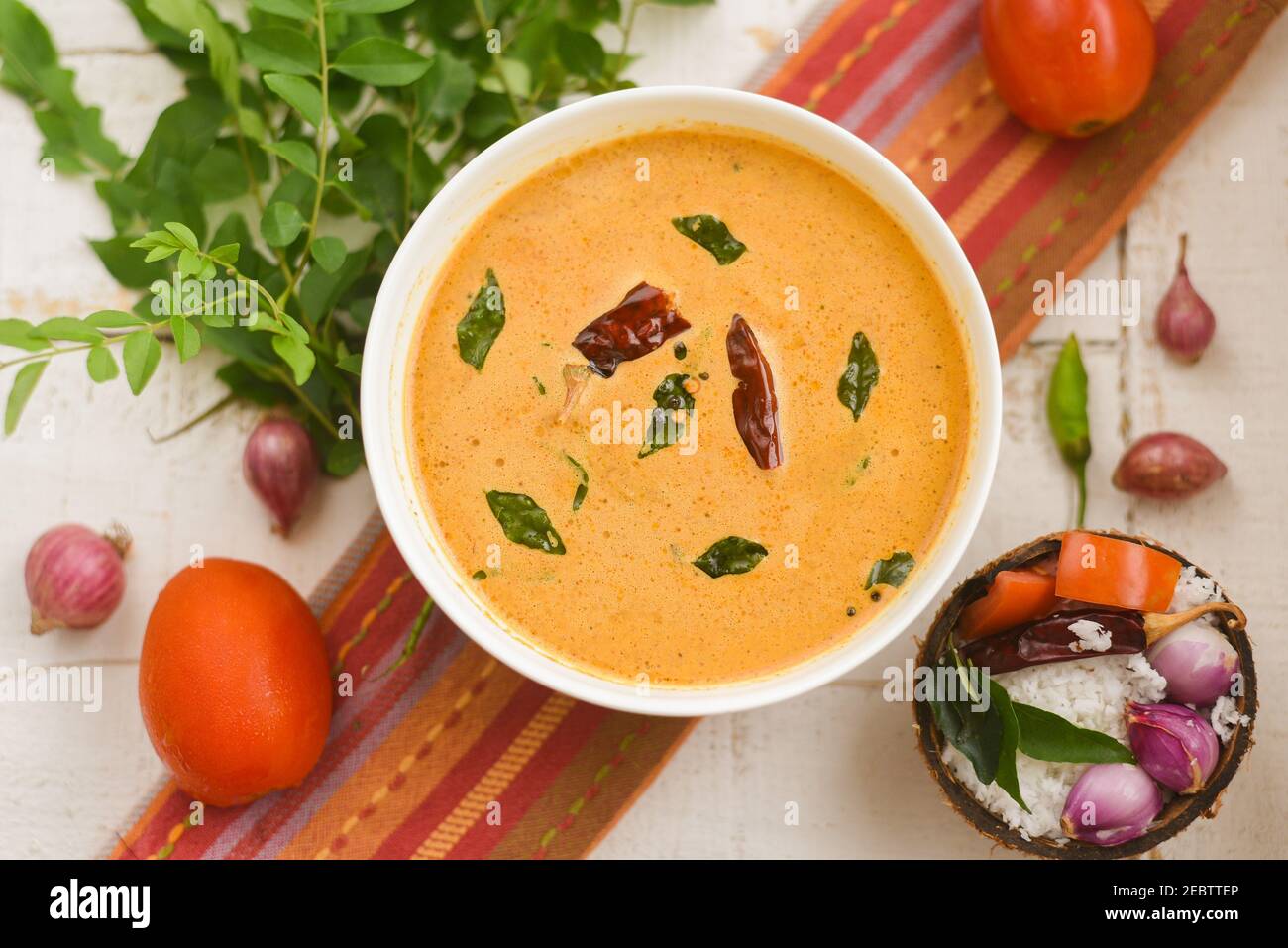 Homemade Coconut chutney, Indian tomato chutney dip. onion chilli