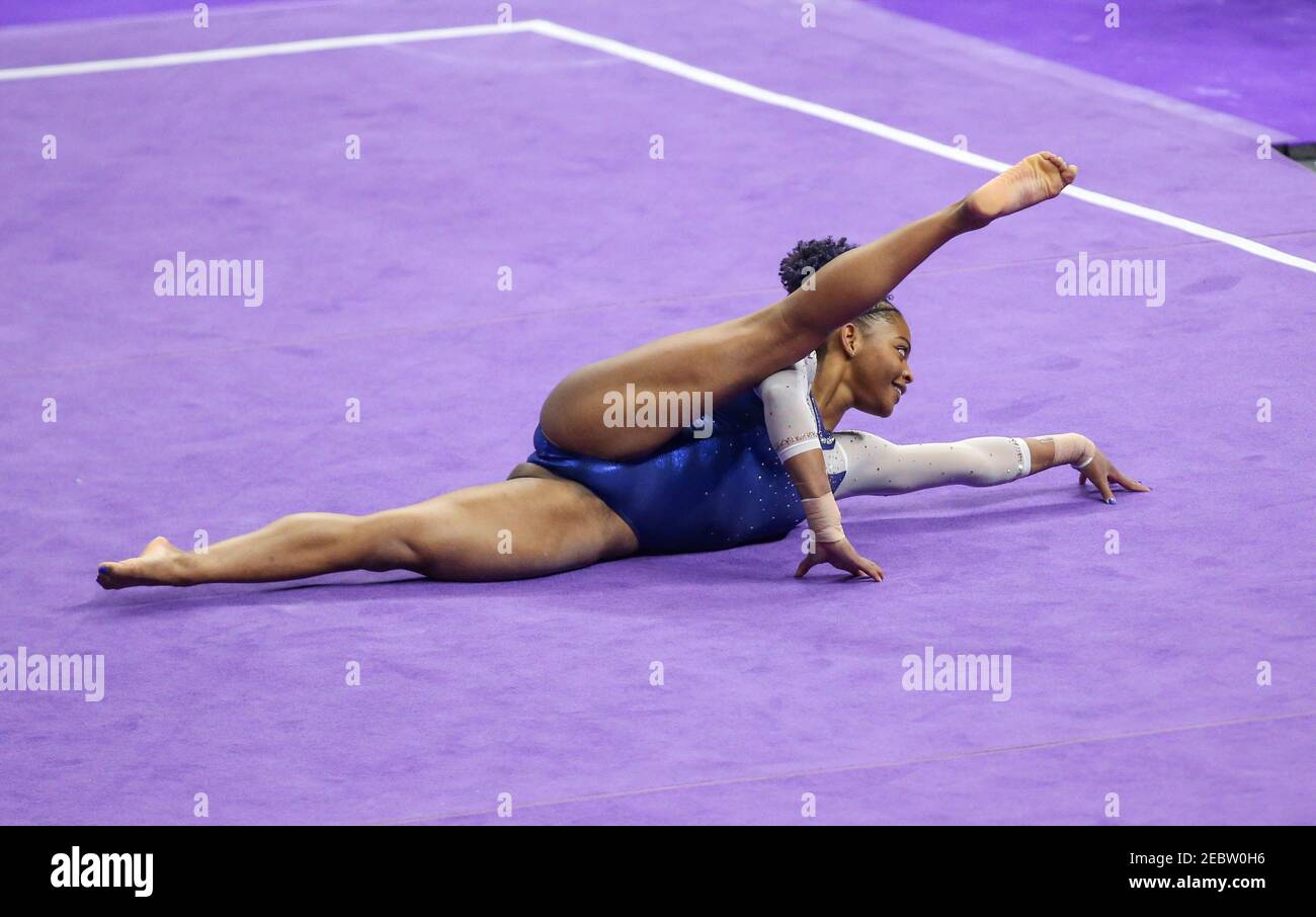 Baton Rouge, LA, USA. 22nd Jan, 2021. Florida's Trinity Thomas competes on the floor earning a perfect 10 during NCAA Gymnastics action between the #1 ranked Florida Gators and the #2 ranked LSU Tigers at the Pete Maravich Assembly Center in Baton Rouge, LA. Jonathan Mailhes/CSM/Alamy Live News Stock Photo