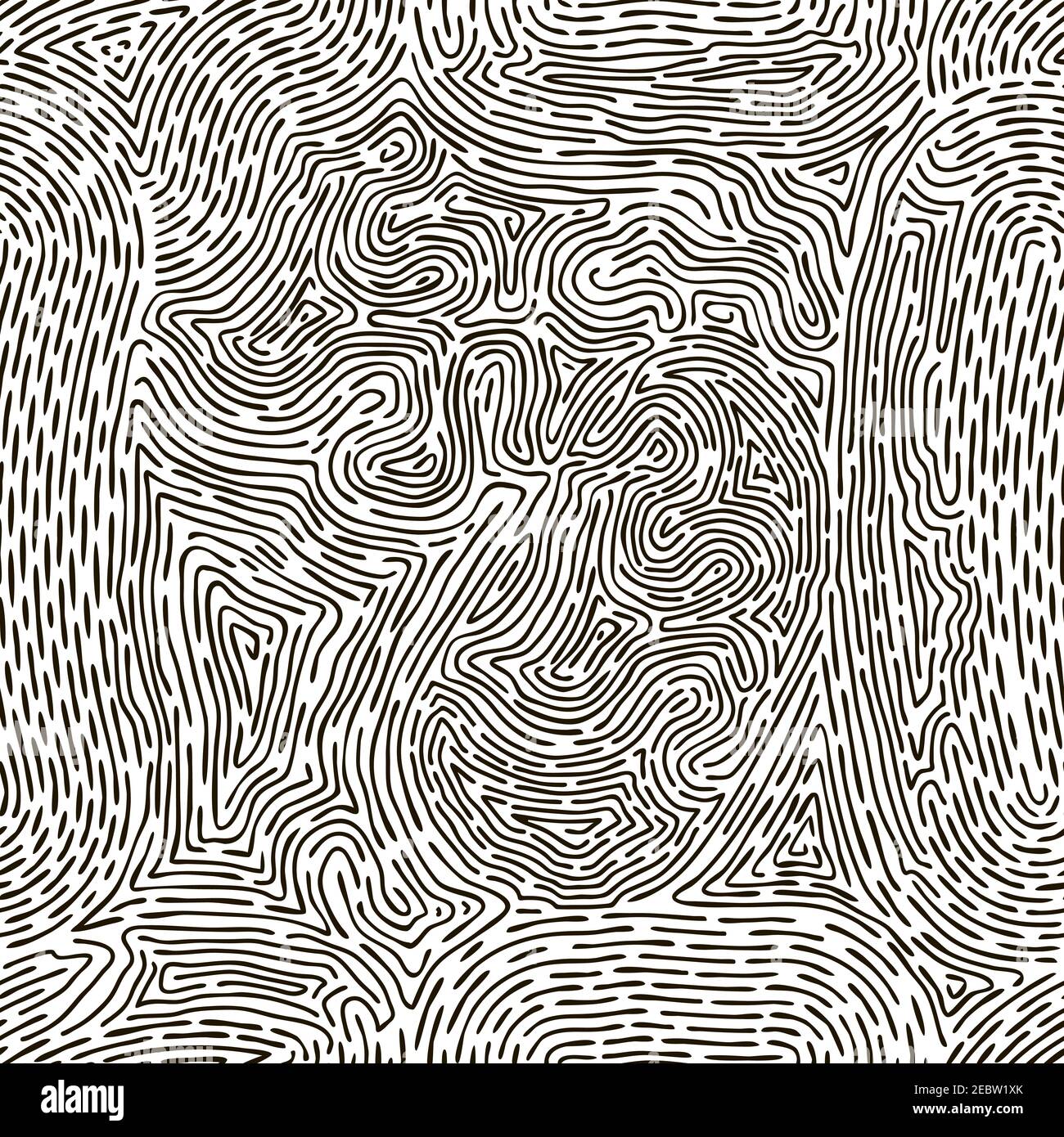 Fingerprint seamless pattern. Human thumb fingerprints lines, abstract fingerprint grid. Finger mark vector background illustration Stock Vector