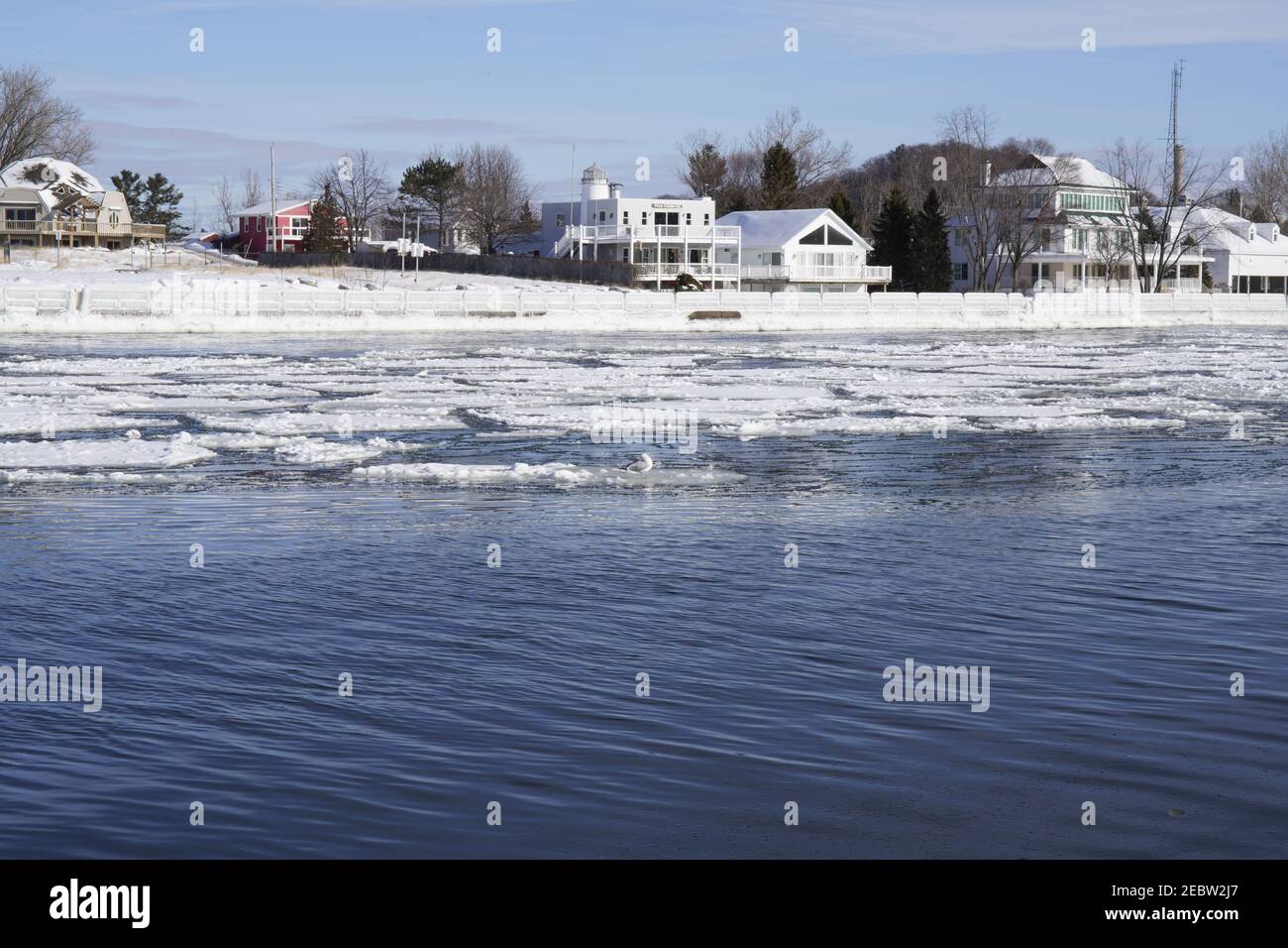 Grand Haven, Michigan, February 2021, Winter landscape, Ices in the