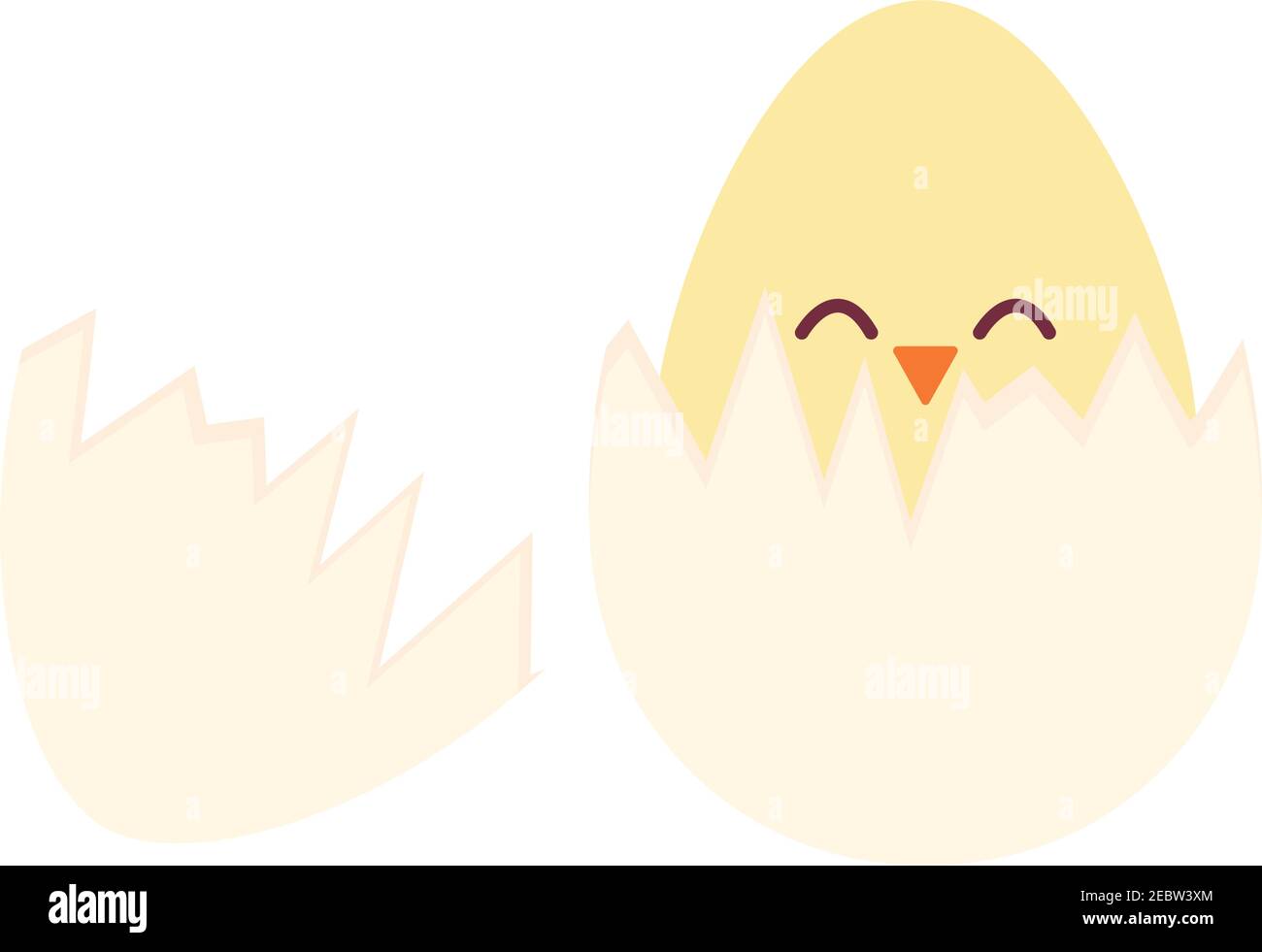cracked egg with one chick inside of it Stock Vector