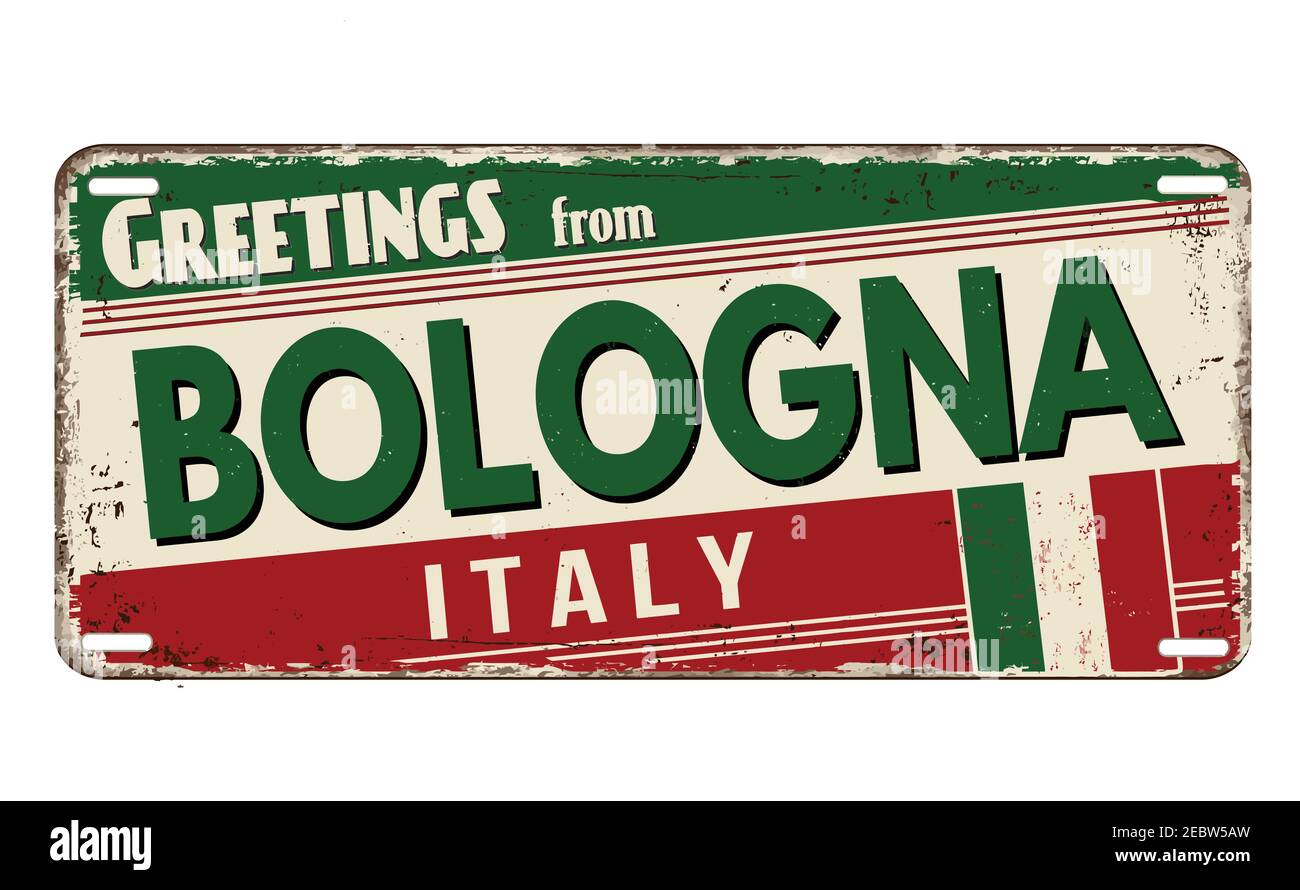 Greetings from Bologna vintage rusty metal plate on a white background,  vector illustration Stock Vector Image & Art - Alamy