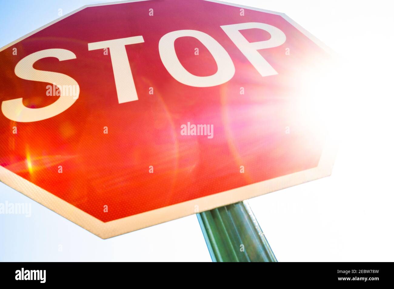 Low angle view of stop sign Stock Photo